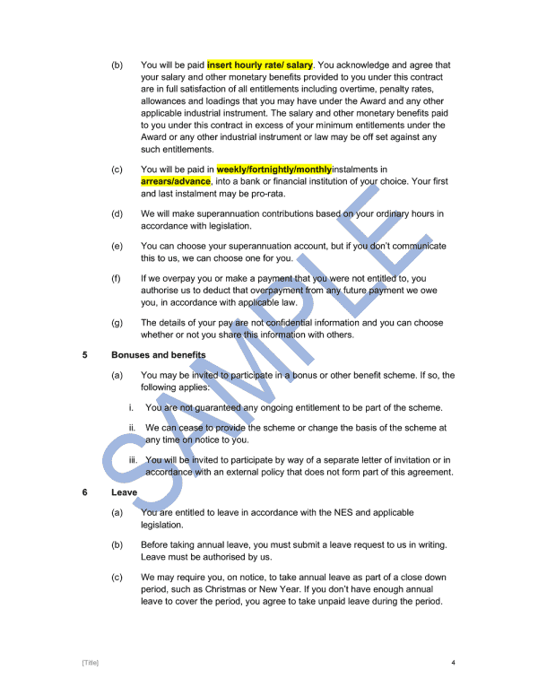 Part Time Employment Contract sample2